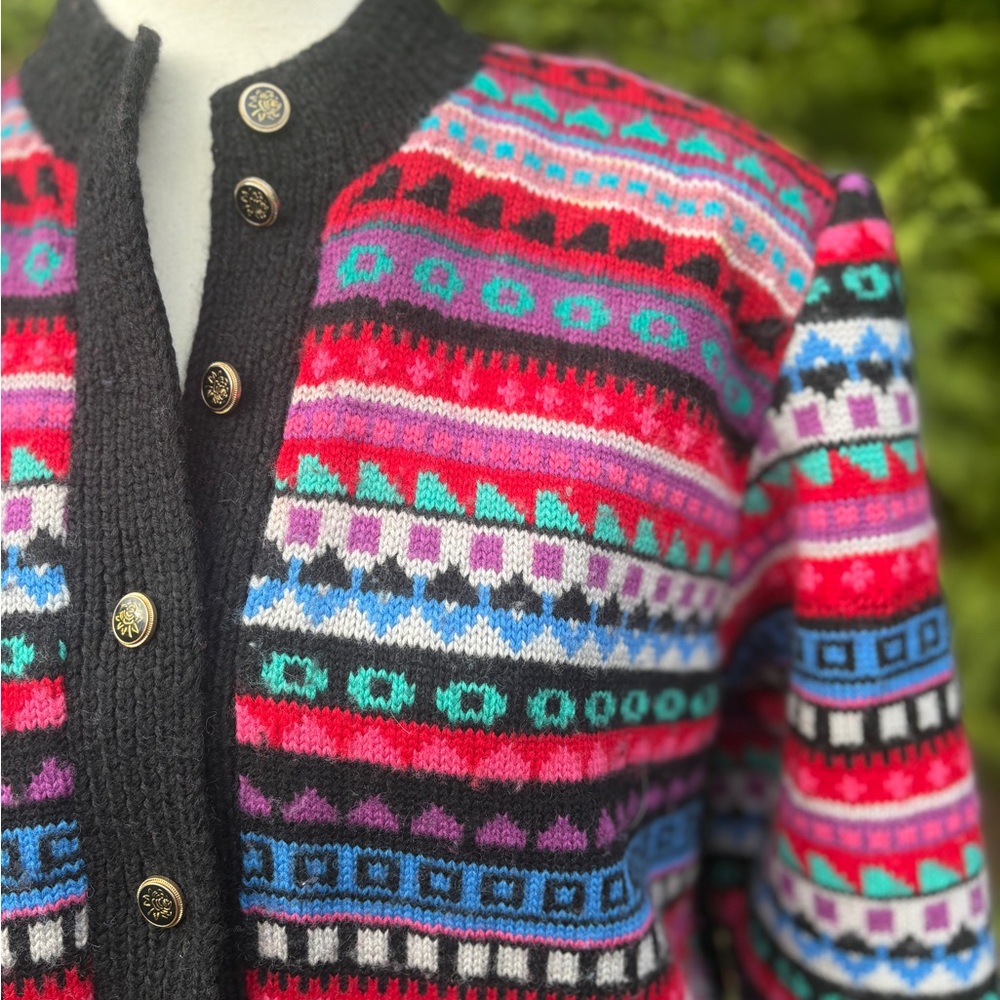 Vintage Nordic Wool Blend Cardigan – Lined – Size M/L - Picture 2 of 12